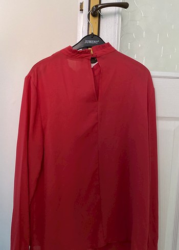 Kırmızı Fırfırlı Uzun Kollu Bluz - Görsel 2