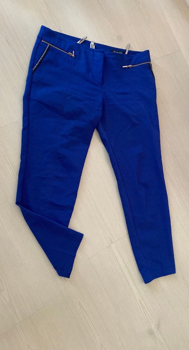 Parlak Mavi, Fermuarlı Kadın Denim Pantolon - Görsel 2