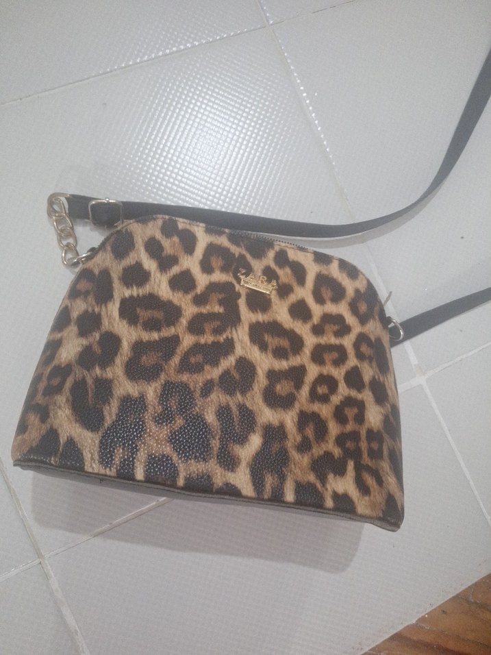 Deri Leopar Desenli Fermuarlı Kadın Çantası - Görsel 2
