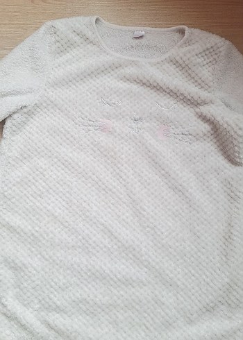 Beyaz Kadın Uzun Kollu Triko Kazak - Görsel 2