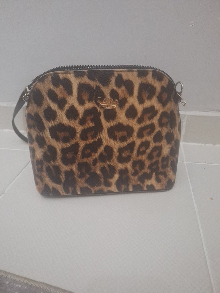 Kahverengi Leopar Desenli Deri Kadın Çanta - Görsel 4