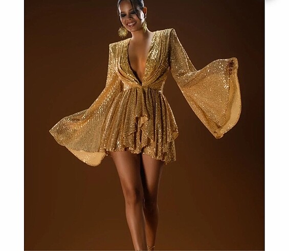 GİRA GOLD GECE ELBİSESİ - Görsel 3