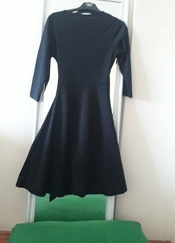 Kruvaze Yaka Beli Kuşaklı Midi Elbise - Görsel 2