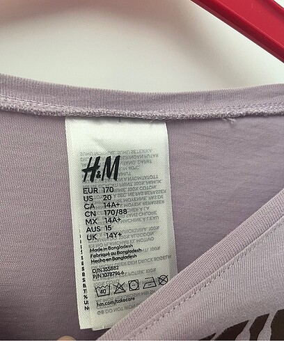 13-14 Yaş Beden H&M uzun kollu tişört bedeni 14+