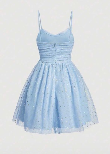 Sheinside Mavi Simli Askılı Mini Elbise