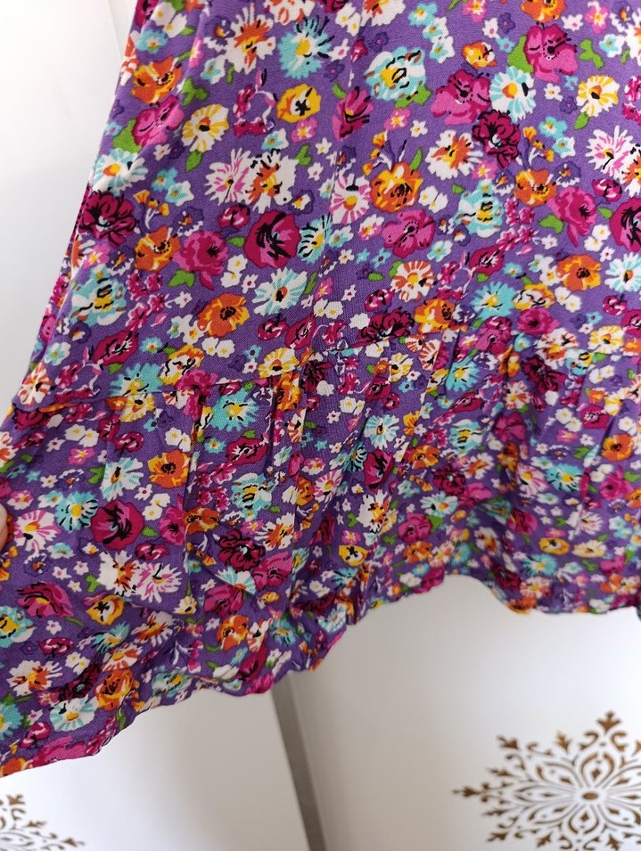 Renkli Çiçekli Bohem Midi Elbise - Görsel 4