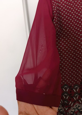 LC Waikiki Desenli Bordo Uzun Kadın Tunik