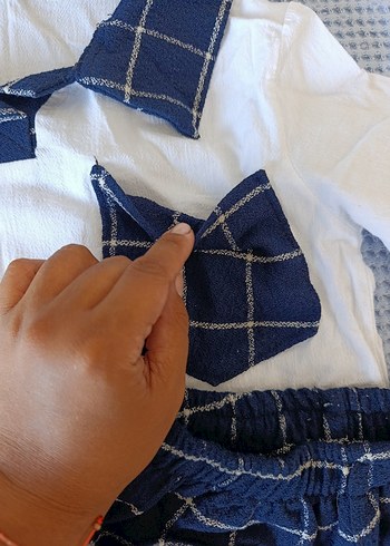 8 Yaş Beden Ekoseli Pamuklu Erkek Takımı