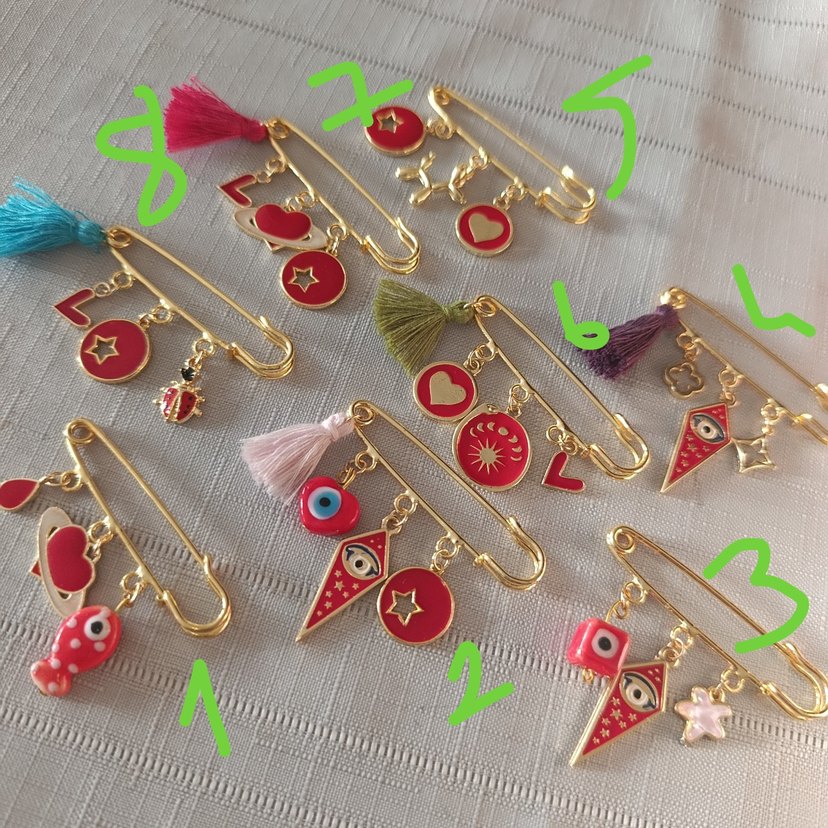 Renkli Püsküllü Nakışlı Broş - Görsel 2