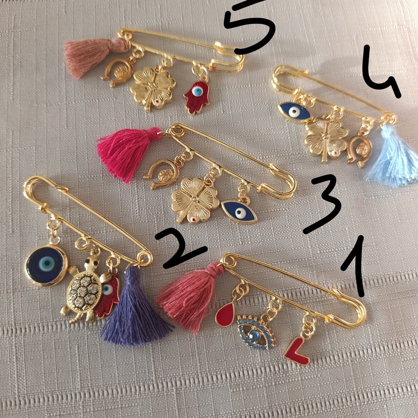 Renkli Püsküllü Bohem Broşlar - Görsel 2