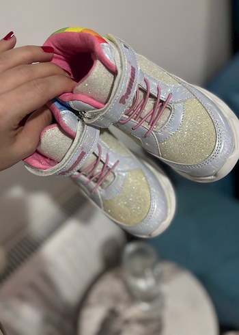 Renkli Pırıltılı Kız Çocuk Spor Ayakkabı - Görsel 4