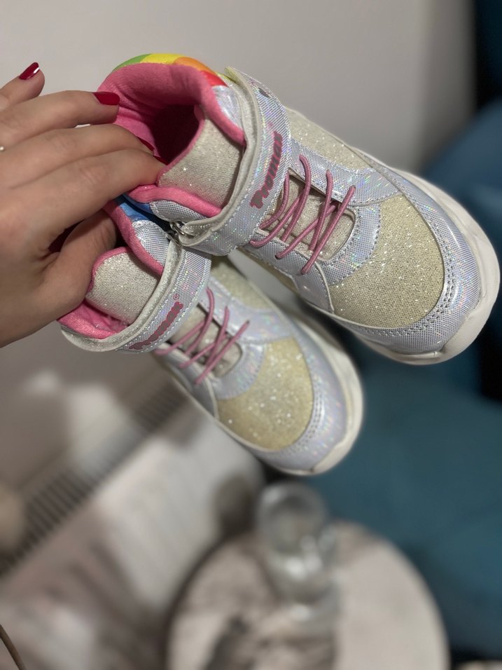 Renkli Pırıltılı Kız Çocuk Spor Ayakkabı - Görsel 4