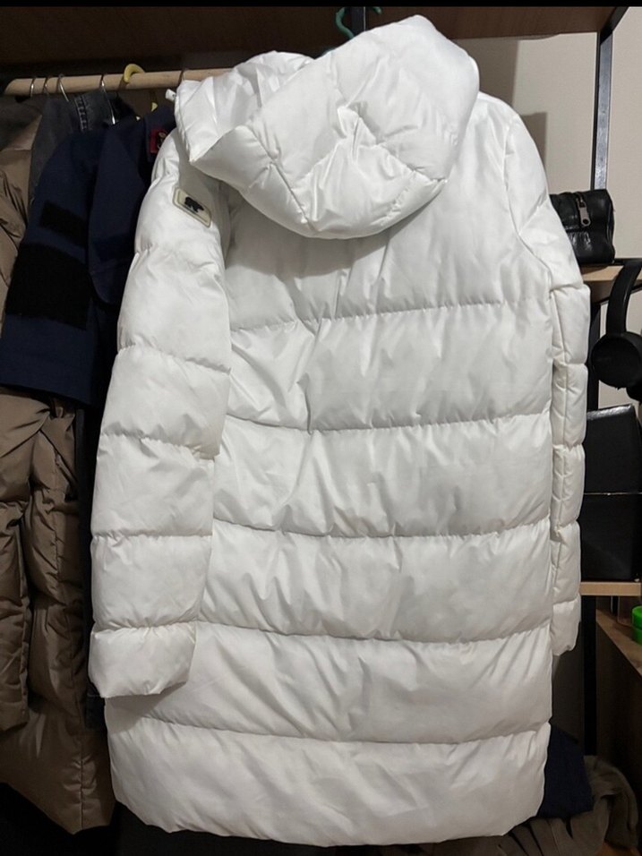 Beyaz Midi Şişme Kadın Kışlık Mont - Görsel 2