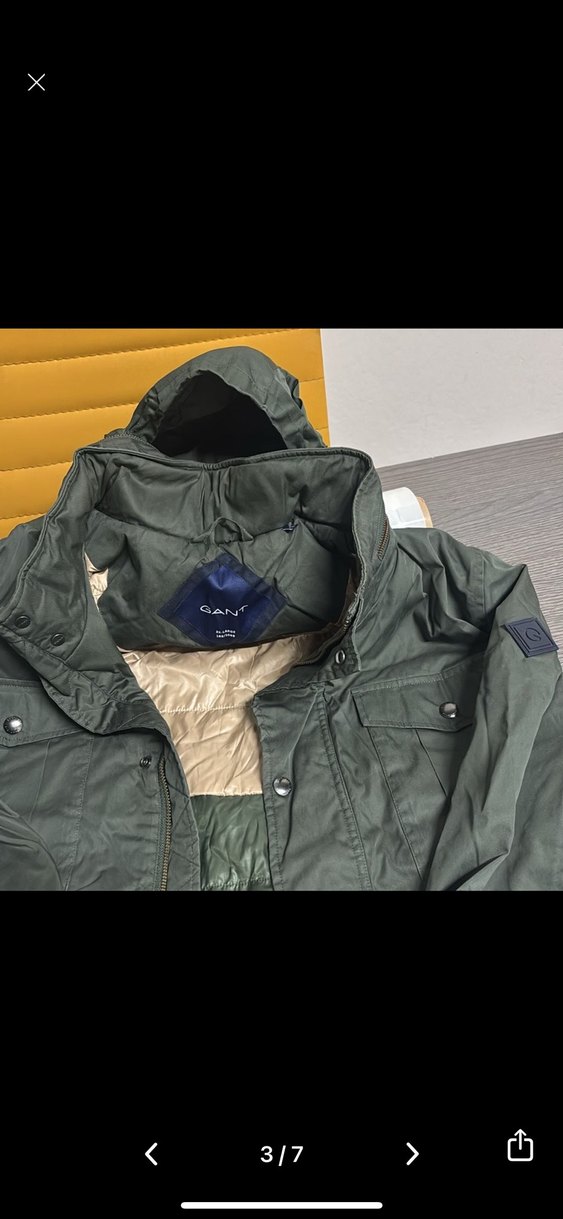 Düz Desen Kemerli Yeşil Erkek Mont - Görsel 2