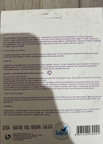 Kolped Mor Ter Emici Kolaltı Pedi 14'lü - Görsel 4