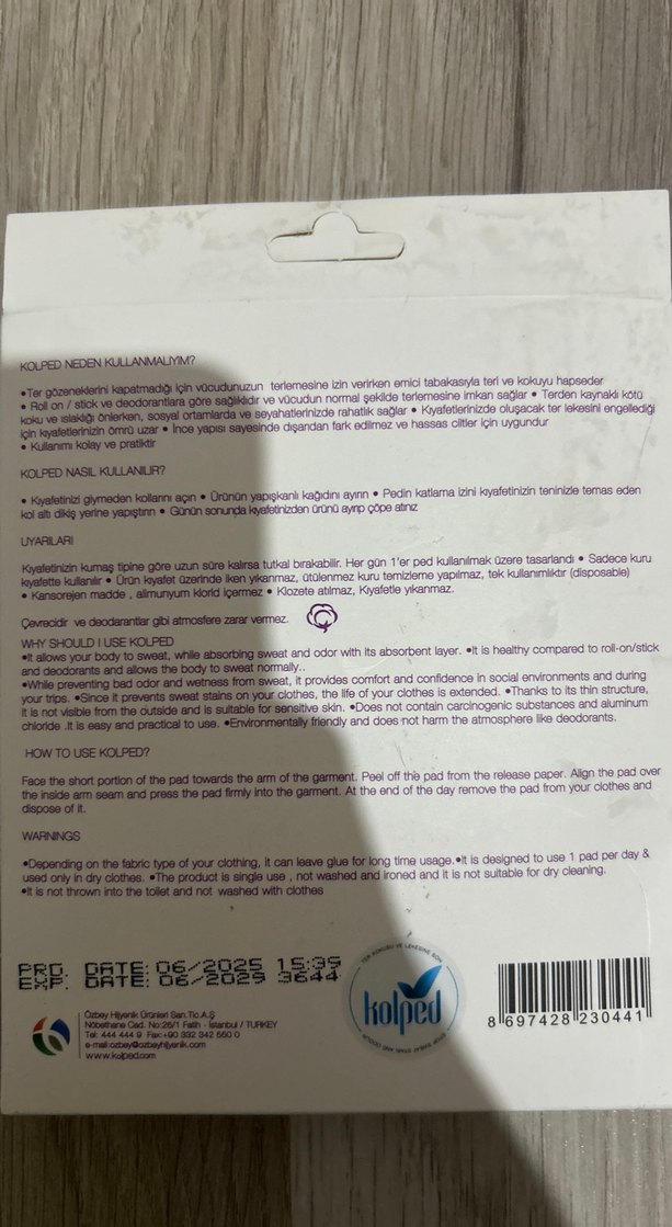 Kolped Mor Ter Emici Kolaltı Pedi 14'lü - Görsel 4