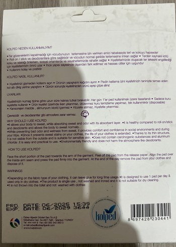 Kolped Unisex Mor Ter Emici Kolaltı Pedi 14'lü - Görsel 4