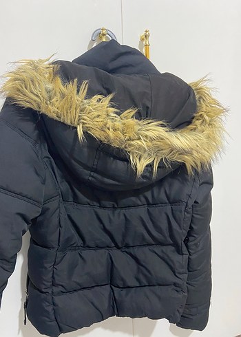 Siyah Kadın Kışlık Kürklü Mont