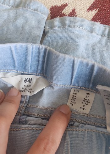 5 Yaş Beden Kızlar için Mavi Bol Kesim Denim Pantolon