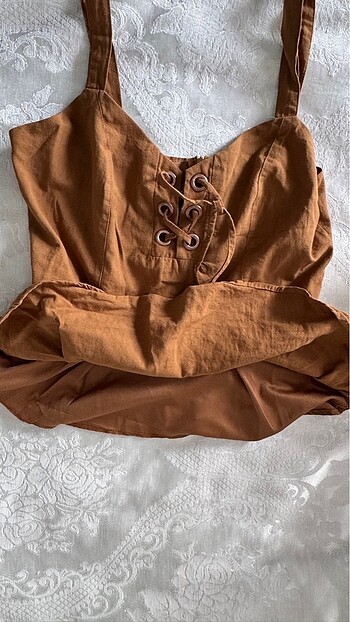 36 Beden kahverengi Renk Kahverengi Korse shein korse vintage bağcıklı dekolte