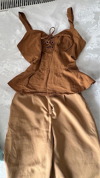 Kahverengi Korse shein korse vintage bağcıklı dekolte