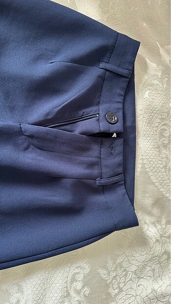 addan lacivert kumaş pantolon palazzo straight pantolon