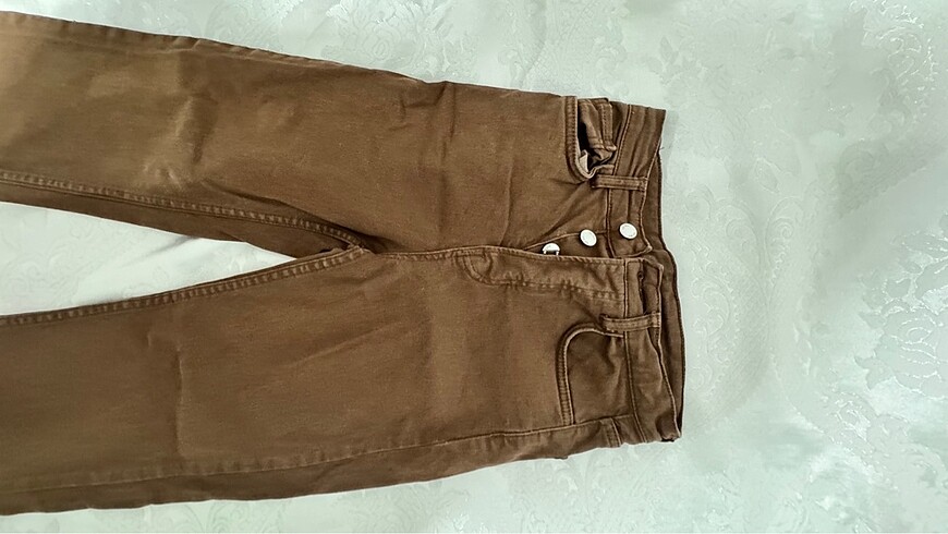 Zara vintage kahverengi kot pantolon flare