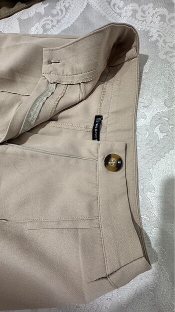 Zara kumaş pantolon bej düz kesim