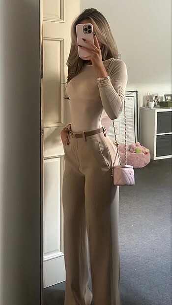 açık kahve vintage kumaş pantolon trendyol