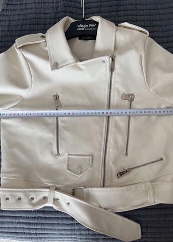 Bej Mini Suni Deri Kemerli Ceket - Görsel 4