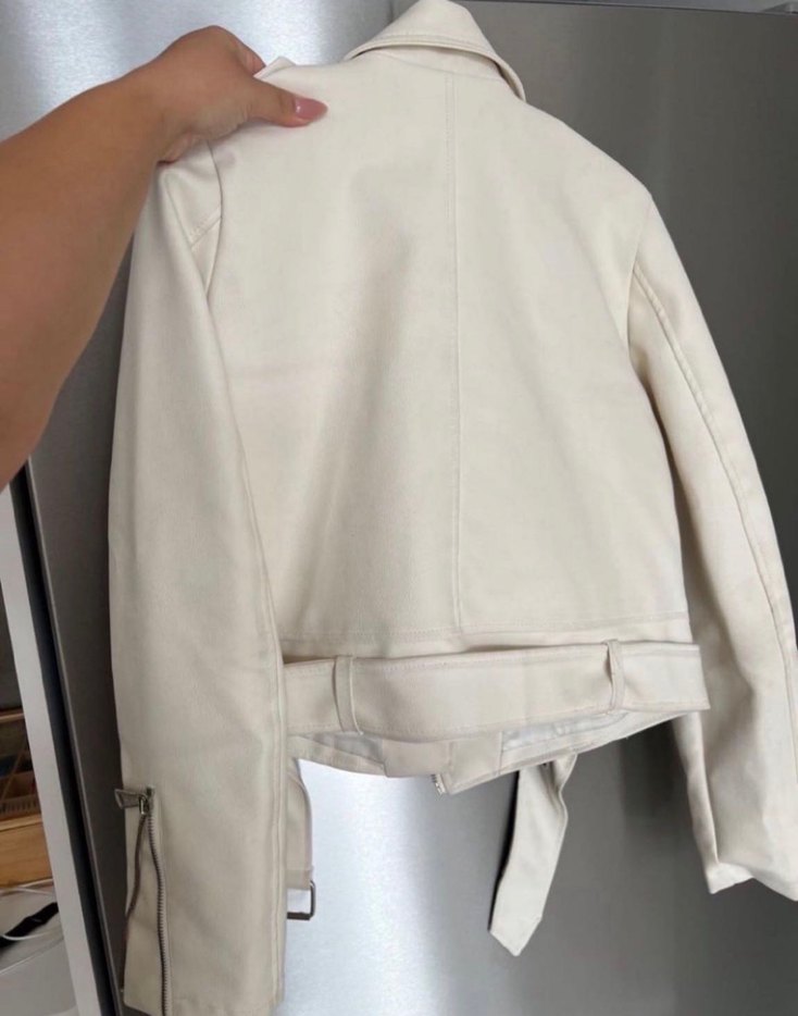 Bej Mini Suni Deri Kemerli Ceket - Görsel 2