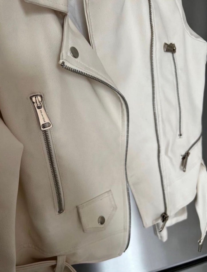 Bej Mini Suni Deri Kemerli Ceket - Görsel 5