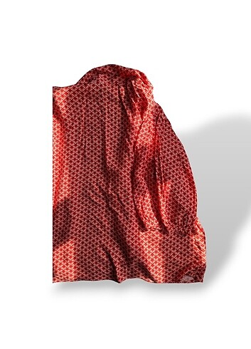 Kırmızı Desenli Regular Fit Polo Yaka Kısa Kollu Gömlek  - Görsel 5