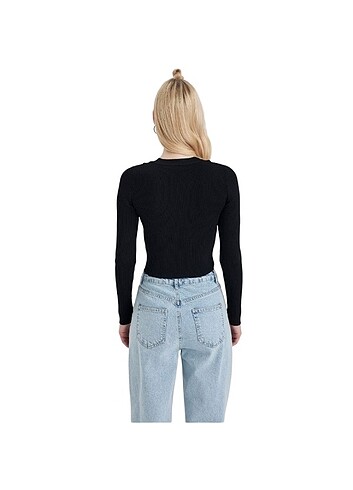 Slim Fit Bisiklet Yaka Triko Kazak - Görsel 6