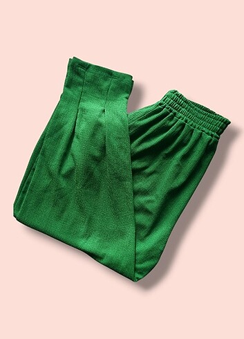 Krinkıl Paça Pensli Pantolon Yeşil - Görsel 5