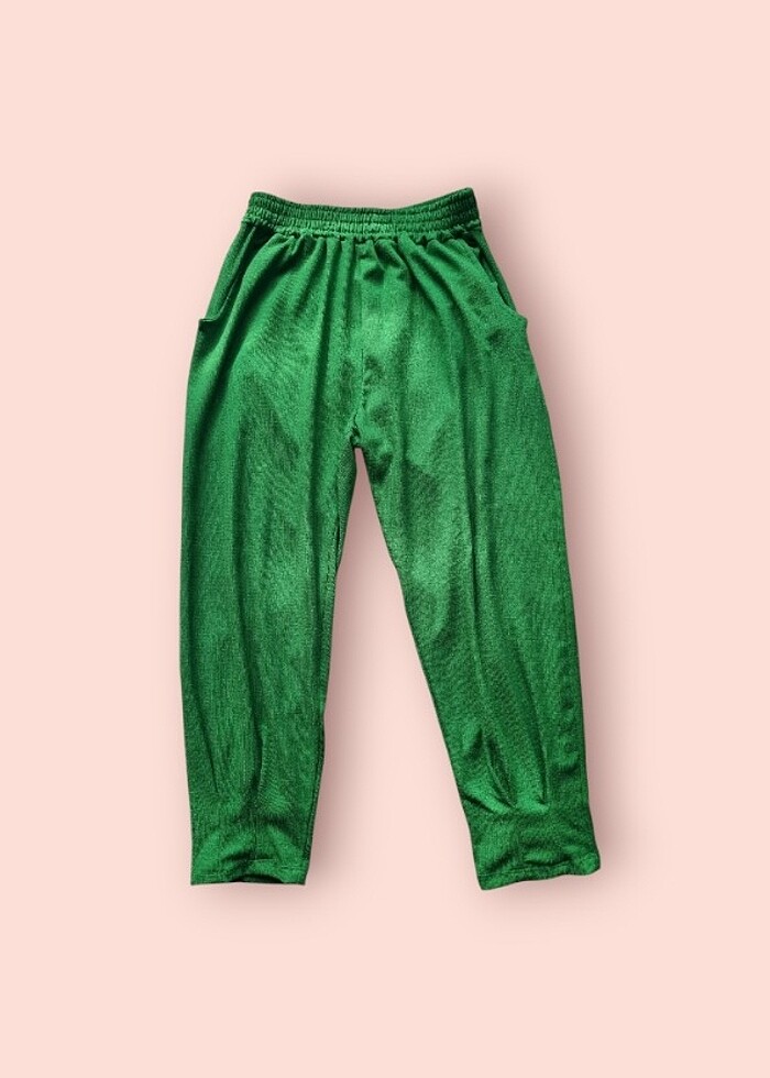 Krinkıl Paça Pensli Pantolon Yeşil - Görsel 4