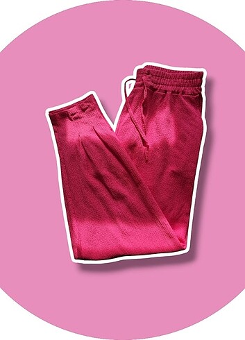 Mina Tan Butik Paça Pensli Kuşgözü Krep Kadın Pantolon - Fuşya - Görsel 5