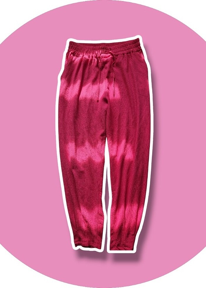 Mina Tan Butik Paça Pensli Kuşgözü Krep Kadın Pantolon - Fuşya - Görsel 4