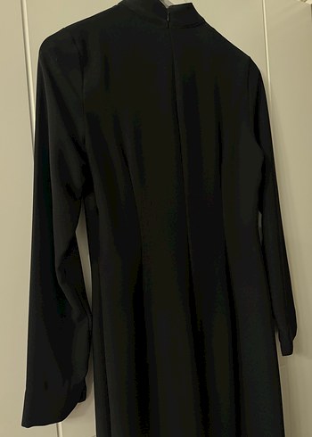 Düğmeli Siyah midi gold düğmeli elbise - Görsel 5