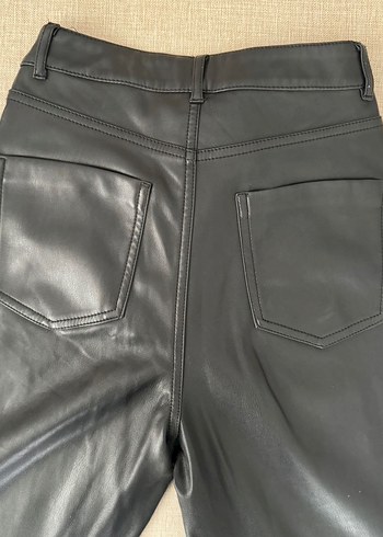 Siyah Deri Biker Kadın Pantolon - Görsel 4