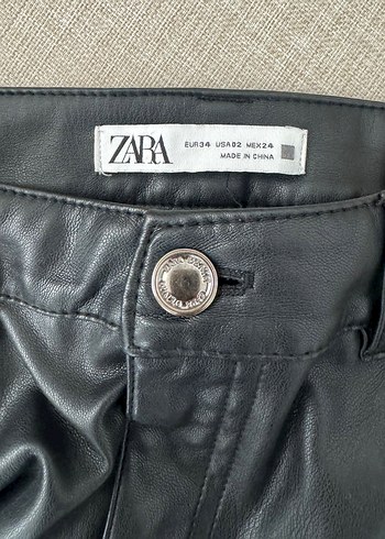 Siyah Deri Biker Kadın Pantolon - Görsel 3