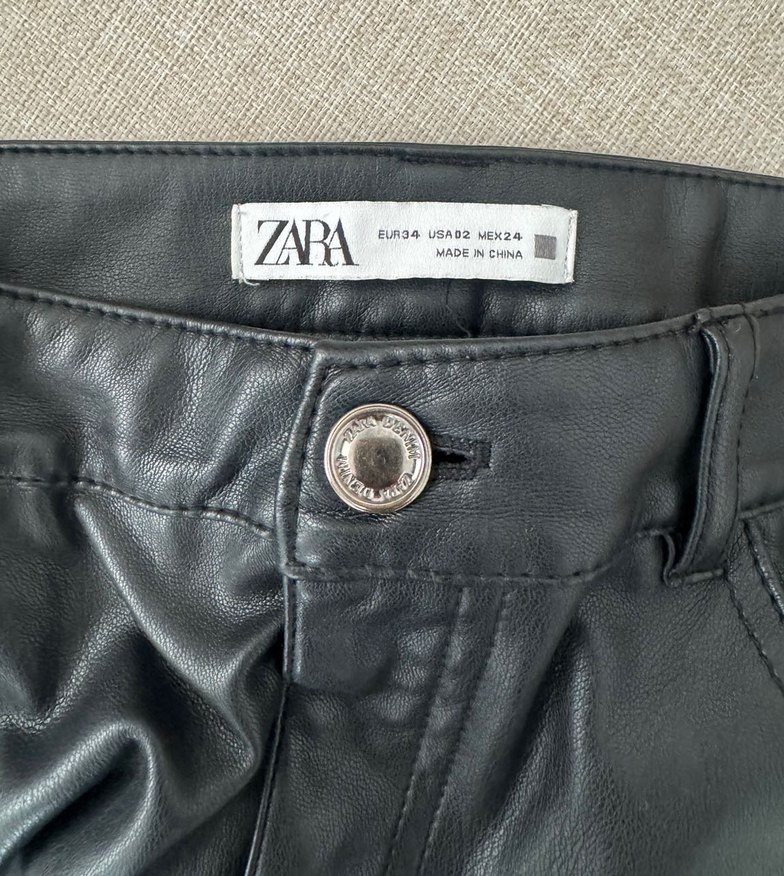 Siyah Deri Biker Kadın Pantolon - Görsel 3