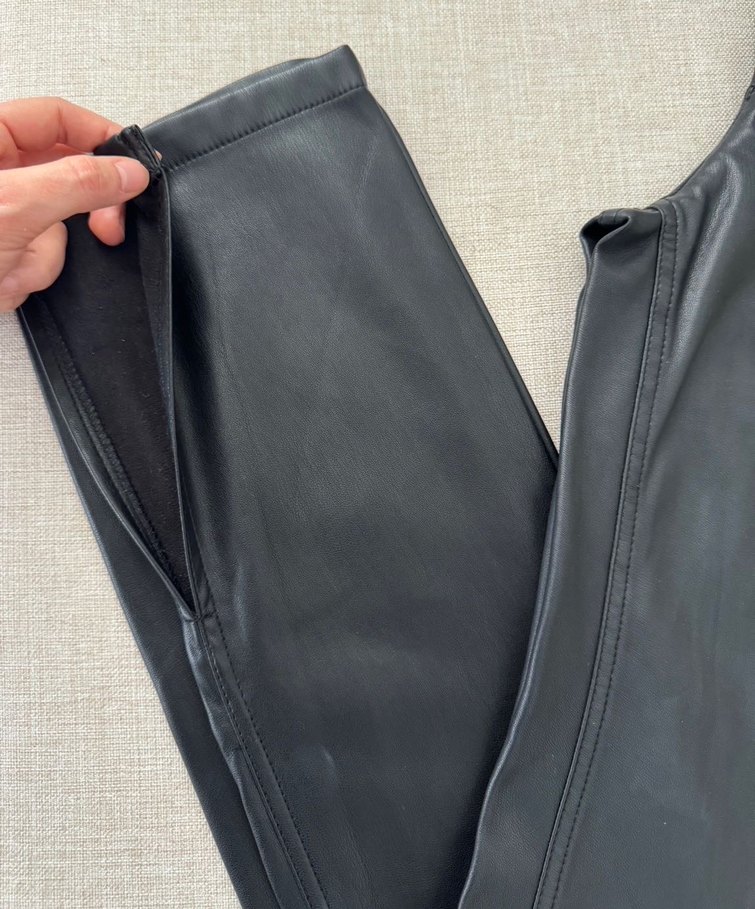 Siyah Deri Biker Kadın Pantolon - Görsel 2