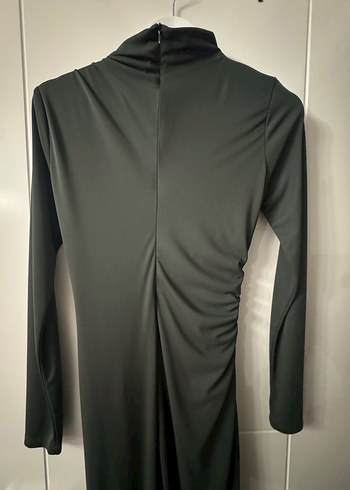 Drapeli Siyah Uzun Kollu Siyah Elbise - Görsel 4