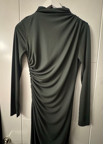 Drapeli Siyah Uzun Kollu Siyah Elbise - Görsel 3