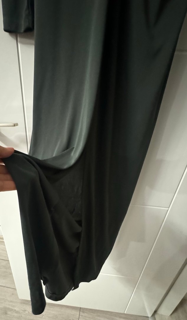 Drapeli Siyah Uzun Kollu Siyah Elbise - Görsel 5