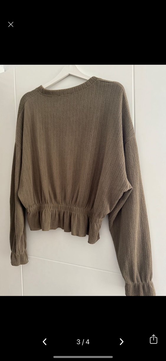 Kadın Bej Triko Uzun Kollu bluz - Görsel 3