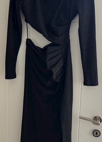 Adl Siyah Uzun Drapeli Kadın Elbise - Görsel 5