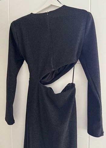 Adl Siyah Uzun Drapeli Kadın Elbise - Görsel 7