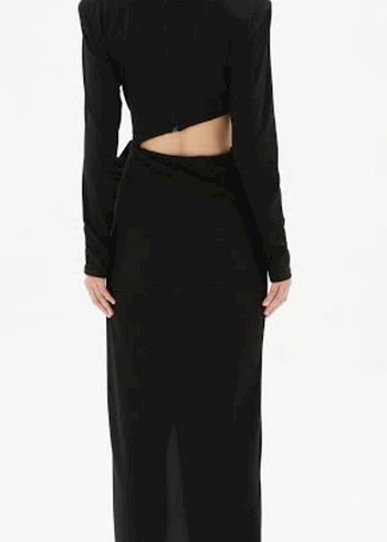 Adl Siyah Uzun Drapeli Kadın Elbise - Görsel 3